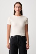 Scotch & Soda crop top damski bawełniany z elastanem beżowy U9A01625T