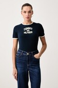 Tommy Hilfiger T-shirt damski bawełniany z elastanem granatowy WW0WW52363