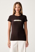 Armani Exchange T-shirt damski bawełniany z elastanem brązowy XW002811 AF16294