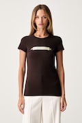 Armani Exchange T-shirt damski bawełniany z elastanem brązowy XW002811 AF16294
