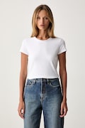 Armani Exchange T-shirt basic damski bawełniany z elastanem biały XW002743 AF23955