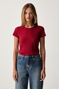 Armani Exchange T-shirt basic damski bawełniany z elastanem czerwony XW002743 AF23955