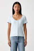 Levi's тениска дамска с памук AUSTEN BUTTON THROUGH SS синя 0087U-0006