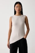 Levi's top damski z bawełną ALILA ASYMMETRICAL SL beżowy 0086N