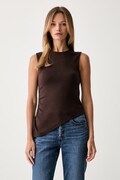 Levi's top damski z bawełną ALILA ASYMMETRICAL SL brązowy 0086N