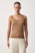 United Colors of Benetton top damski z bawełną brązowy 3LNCDH01H