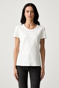Fracomina T-shirt damski bawełniany z elastanem beżowy FR26WT3004J401G1