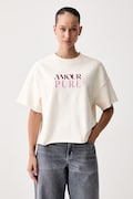 United Colors of Benetton T-shirt damski bawełniany z elastanem beżowy 3245D10DE