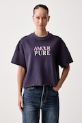 United Colors of Benetton T-shirt damski bawełniany z elastanem fioletowy 3245D10DE