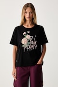 Liu Jo T-shirt damski bawełniany czarny TF6243 JS923