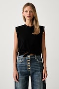 Elisabetta Franchi top damski bawełniany czarny MA00766E2