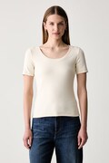 Weekend Max Mara T-shirt basic damski bawełniany z elastanem WKDMULTIJ beżowy 2625946031600