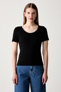 Weekend Max Mara T-shirt basic damski bawełniany z elastanem WKDMULTIJ czarny 2625946031600
