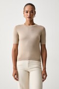 Weekend Max Mara T-shirt swetrowy damski z wełną WKDTAPIOCA beżowy 2625366111600