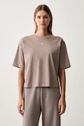 EA7 Emporio Armani T-shirt treningowy damski bawełniany brązowy AF21060.7W001345