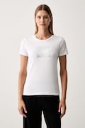 EA7 Emporio Armani T-shirt damski bawełniany z elastanem biały AF10373.7W001405