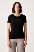 EA7 Emporio Armani T-shirt damski bawełniany z elastanem czarny AF10373.7W001405