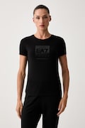 EA7 Emporio Armani T-shirt damski bawełniany z elastanem czarny AF10373.7W001405