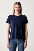 American Vintage T-shirt damski bawełniany granatowy APO02E