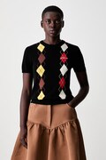 GANNI pulover din bumbac pentru femei negru A1040295