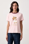 Guess T-shirt damski z bawełną różowy V6BI14 K6742