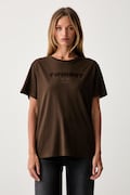 Twinset T-shirt damski bawełniany brązowy 262TP2303