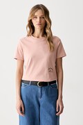 Karl Lagerfeld T-shirt basic damski bawełniany różowy B3W17074