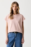 Karl Lagerfeld t-shirt da donna in cotone rosa B3W17070