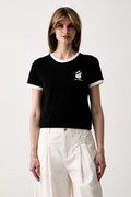 Karl Lagerfeld t-shirt γυναικείο βαμβακερό IKON μαύρο B3W17092