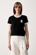 Karl Lagerfeld T-shirt damski bawełniany IKON czarny B3W17092