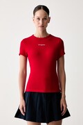 Tommy Jeans T-shirt damski bawełniany z elastanem czerwony DW0DW22809