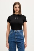 Tommy Jeans tricou pentru femei, din bumbac cu elastan negru DW0DW22807