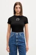 Tommy Jeans tricou pentru femei, din bumbac cu elastan negru DW0DW22807