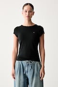 Tommy Jeans T-shirt damski z wiskozą czarny DW0DW22802