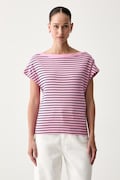 Tommy Hilfiger T-shirt damski bawełniany fioletowy WW0WW50942