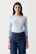 Tommy Hilfiger tričko s dlhým rukávom dámske bavlnené modré WW0WW49928