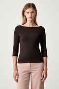 Tommy Hilfiger longsleeve damski bawełniany brązowy WW0WW49928