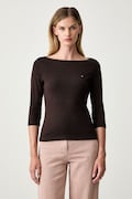 Tommy Hilfiger longsleeve damski bawełniany brązowy WW0WW49928