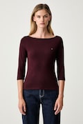 Tommy Hilfiger longsleeve damski bawełniany bordowy WW0WW49928