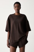 adidas Originals T-shirt oversize damski z lyocellem brązowy KZ1131