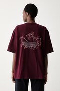 adidas Originals tricou oversized pentru femei din bumbac Floral burgund KX1880