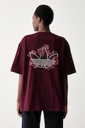 adidas Originals tricou oversized pentru femei din bumbac Floral burgund KX1880