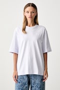adidas Originals T-shirt oversize damski bawełniany Essentials fioletowy KW0202