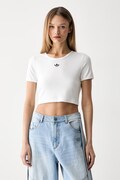 adidas Originals crop top damski z bawełną Essentials biały KT4758