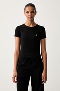 Guess Jeans μπλουζάκι basic γυναικείο από μοντάλ μαύρο W6YP10 K3812