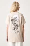 adidas T-shirt damski bawełniany Animal Pack beżowy KT2684