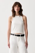 adidas crop top damski z bawełną beżowy KS7838