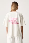 adidas T-shirt oversize damski bawełniany Essentials beżowy KX3166