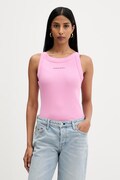 Tommy Jeans crop top Γυναικείο βαμβακερό με ελαστάνη ροζ DW0DW22806