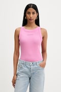 Tommy Jeans crop top dámsky bavlnený s elastanom ružový DW0DW22806